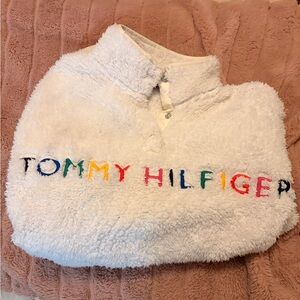 Tommy Hilfiger White Fleece with Multicolor Logo